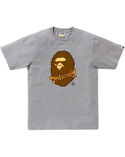 A Bathing Ape Camiseta Katakana Ape Head - Gris