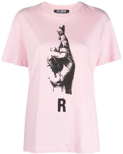 Raf Simons T-shirt en coton à imprimé graphique - Rose