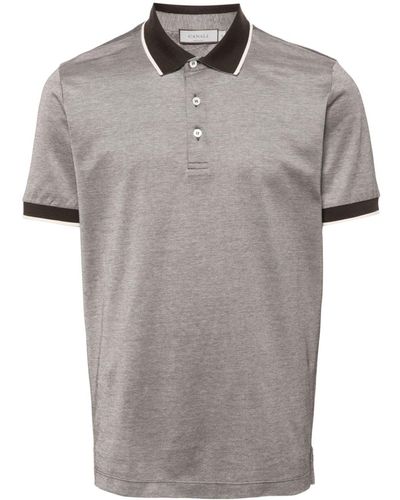 Canali Contrasting-trim Piqué Polo Shirt - Gray