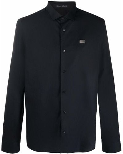 Philipp Plein Logo-patch Long-sleeve Shirt - Black