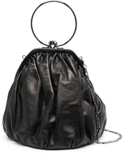 Yohji Yamamoto Clasp Drape Leather Tote Bag - Black