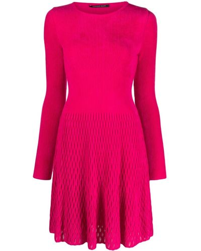 Antonino Valenti Ribbed-panel Long-sleeve Dress - Pink