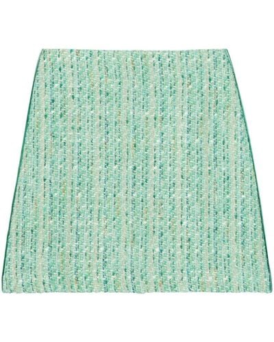 St. John Lurex Tweed Mini Skirt - Green