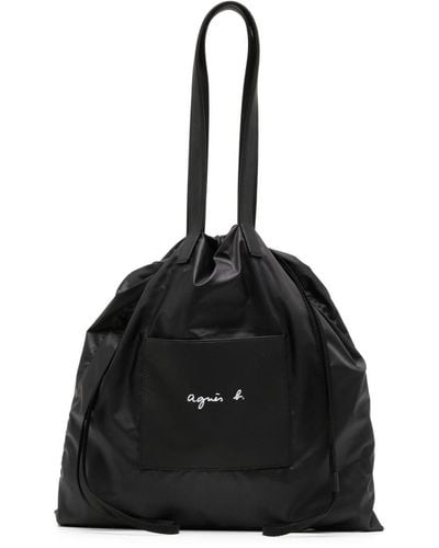 agnès b. Drawstring Shoulder Bag - Black