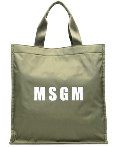 MSGM Bolso shopper con logo estampado - Verde
