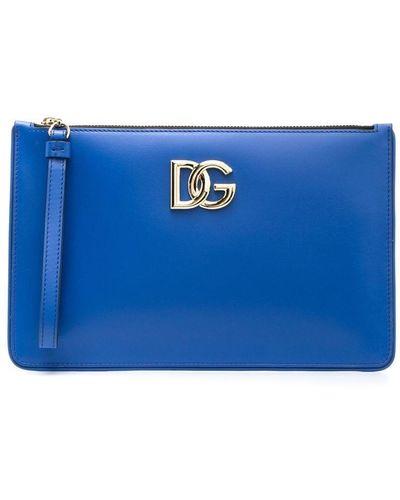 Dolce & Gabbana ロゴプレート クラッチバッグ - ブルー