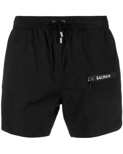 Balmain Badeshorts mit Logo-Print - Schwarz