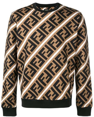 Fendi Printed Ff Logo Sweatshirt - Brown