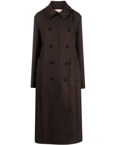 Plan C Double-breasted Raw-cut Wool-blend Coat - Black