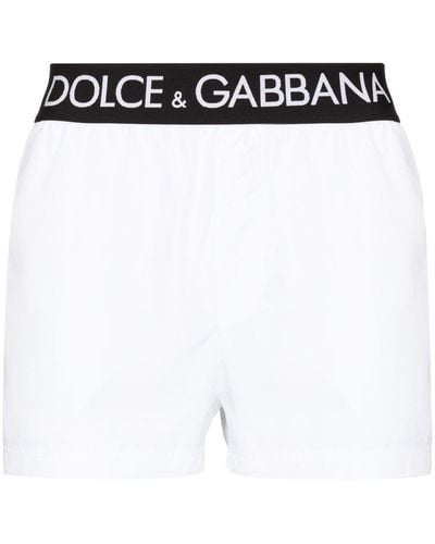 Dolce & Gabbana Badeshorts mit Logo-Bund - Weiß