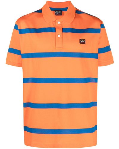 Paul & Shark Stripe-pattern Cotton Polo Shirt - Orange
