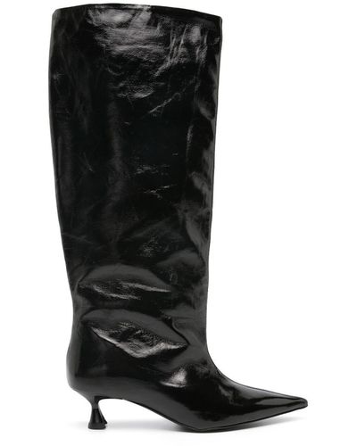 Ganni 45mm Knee-high Mid-heel Boots - Black