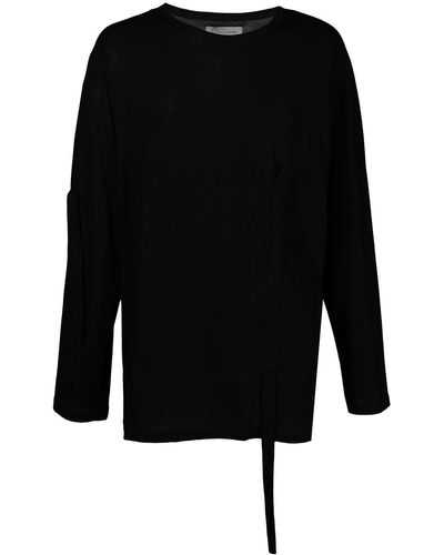 Yohji Yamamoto Round Neck Long-sleeved T-shirt - Black
