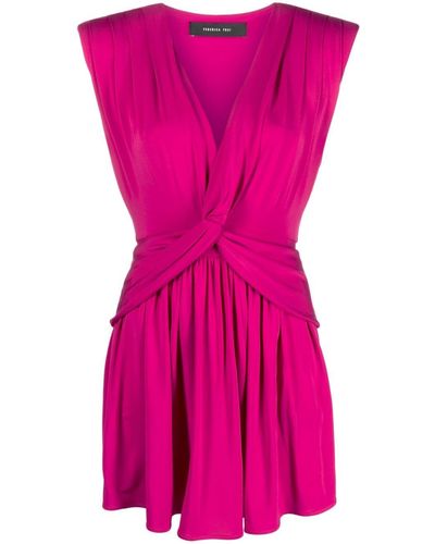 FEDERICA TOSI Knot-detail V-neck Dress - Pink