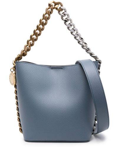 Stella McCartney Frayme Chain-trim Bucket Bag - Blue