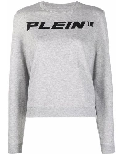 Philipp Plein Logo-print Mélange-effect Sweatshirt - Grey