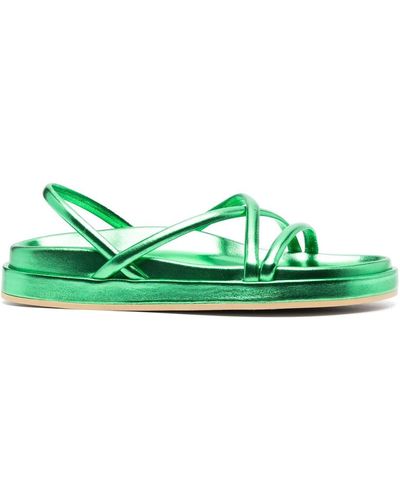 P.A.R.O.S.H. Metallic-finish Leather Sandals - Green