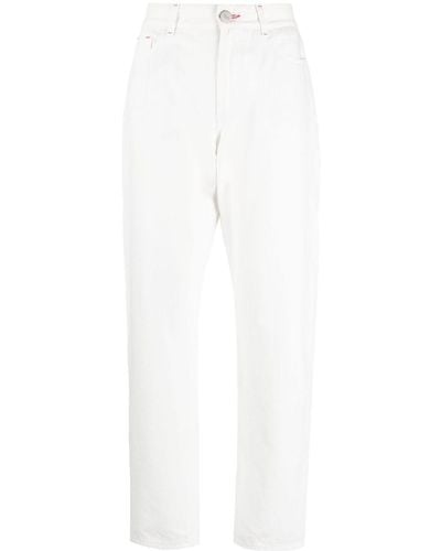 Moorer Jeans dritti con applicazione logo - Bianco