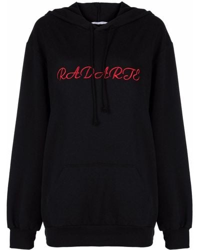 Rodarte Logo-embroidered Hoodie - Black