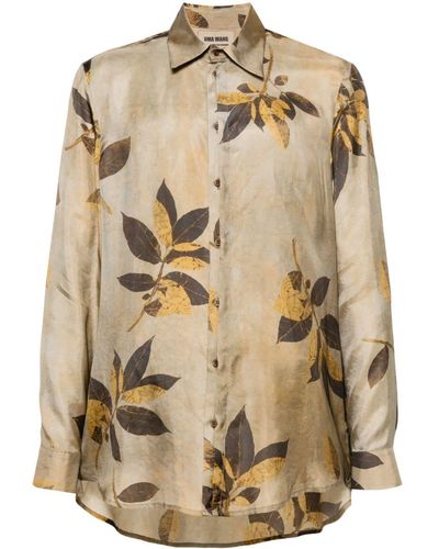 Uma Wang Overhemd Met Print - Naturel