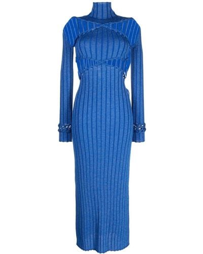 Dion Lee X-braid Cut-out Knit Dress - Blue