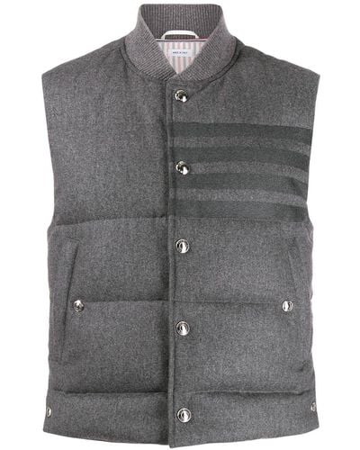 Thom Browne 4-bar Down-filled Flannel Gilet - Gray