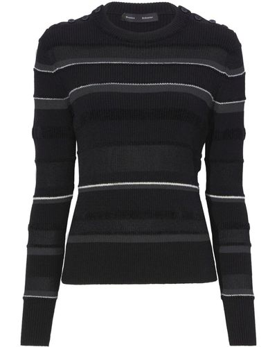 Proenza Schouler Striped Ribbed Sweatshirt - Black