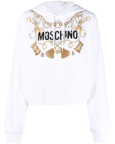 Moschino Logo-print Organic Cotton Hoodie - White