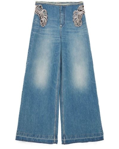 Stella McCartney Crystal-embellished Wide-leg Jeans - Blue