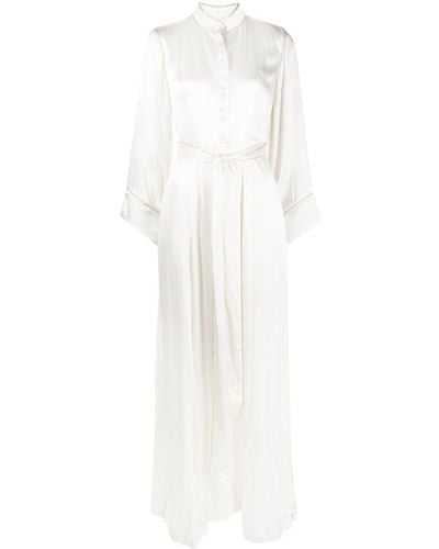 Baruni Belted Satin Maxi Dress - White
