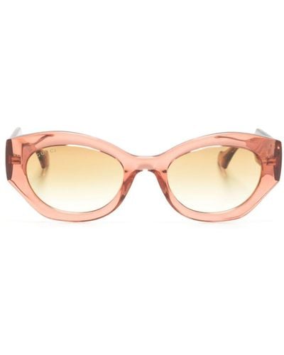 Gucci Interlocking G-logo Oval-frame Sunglasses - Pink