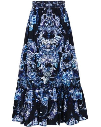 Camilla Delft Dynasty-print maxi skirt - Azul