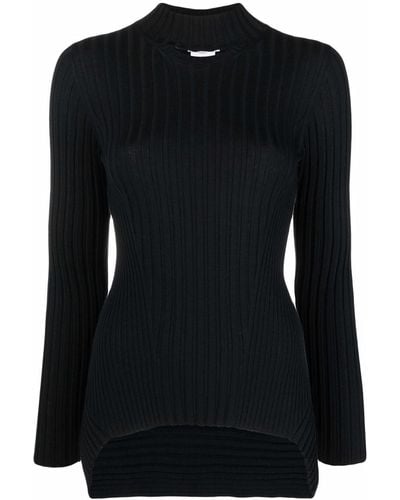 Wolford Cashmere Ribbed Turtleneck Sweater - Black