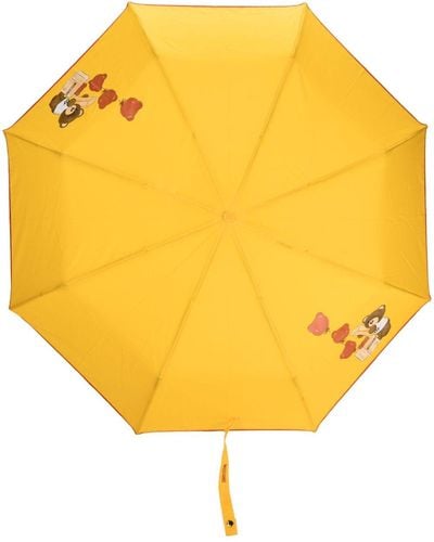 Moschino Paraguas compacto con motivo Teddy Bear - Amarillo