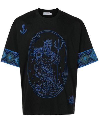 Amir Slama X Mahaslama Poseidon-print Cotton T-shirt - Blue