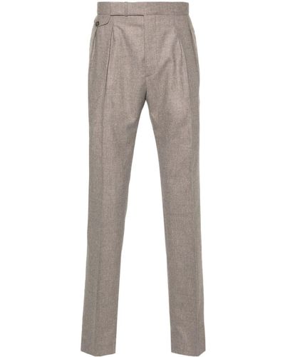Tagliatore Textured Tapered Trousers - Grey
