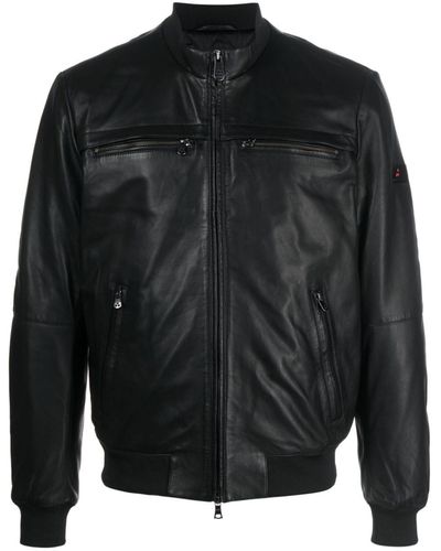 Peuterey Two-way Zipped Leather Jacket - Zwart