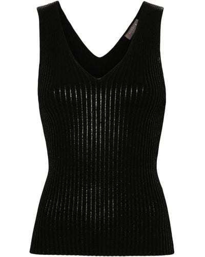 Peserico Metallic-effect Knitted Tank Top - Black