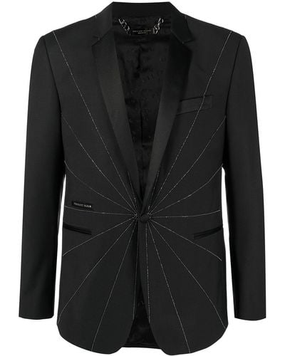 Philipp Plein Blazer de vestir con detalles - Negro
