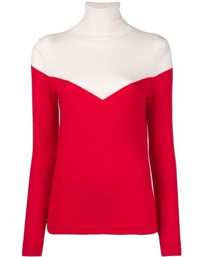 Cashmere In Love Two-tone Roll Neck Jumper - Red