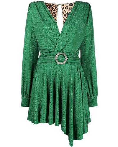 Philipp Plein Artemis Crystal Embellished Mini Dress - Green