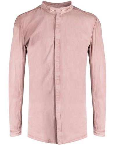 Boris Bidjan Saberi Stand-up Collar Cotton Shirt - Pink