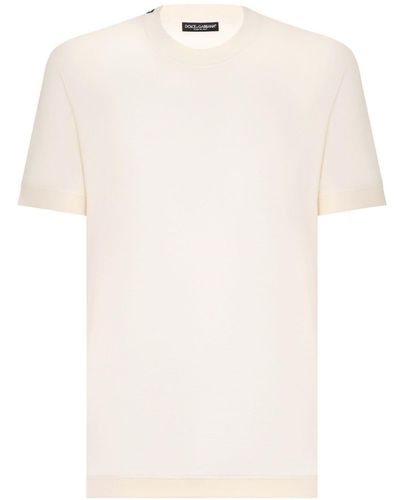 Dolce & Gabbana Zijden T-shirt Met Logopatch - Wit