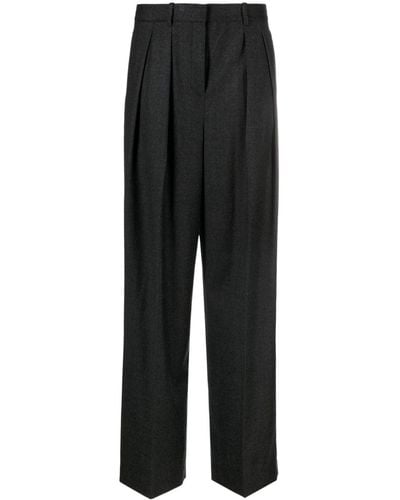 Theory High-waist Pleated Tailored Pants - Black
