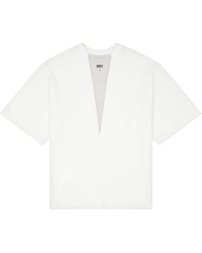 MM6 by Maison Martin Margiela T-shirt en coton à détails de coutures - Blanc
