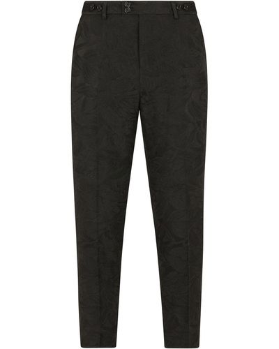 Dolce & Gabbana Pantalones de vestir con motivo floral - Negro