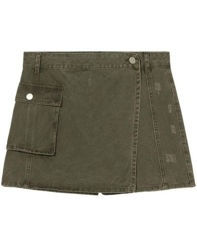 B+ AB Distressed-effect Panelled Shorts - Green