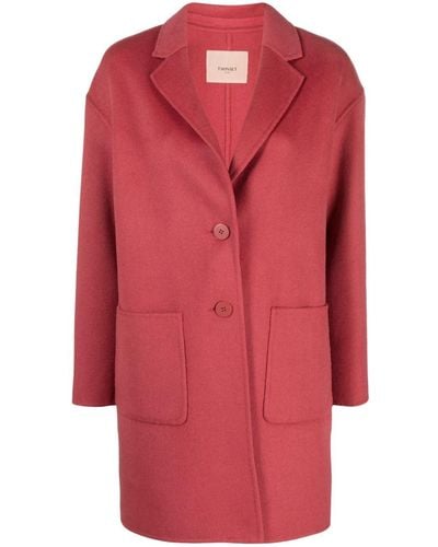 Twin Set Manteau en laine mélangée à simple boutonnage - Rouge
