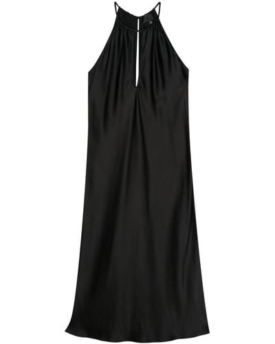 Nili Lotan Eglantine Charmeuse Midi Dress - Black