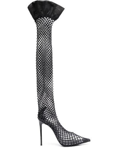 Le Silla Gilda Fishnet Thigh-high Boots - White